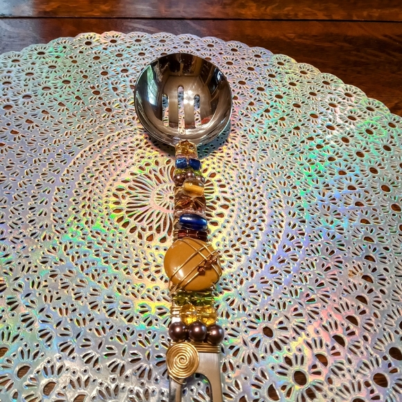 Beaded Wire wrapped Stainless Steel Serving Utensils - Picture 2 of 9